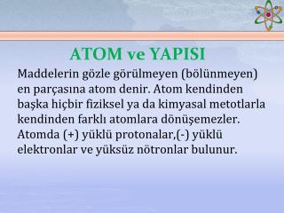 ATOM ve YAPISI