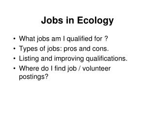 Jobs in Ecology