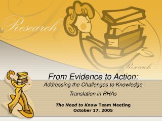 From Evidence to Action: Addressing the Challenges to Knowledge Translation in RHAs