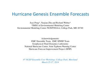 Hurricane Genesis Ensemble Forecasts