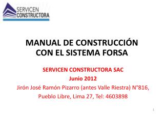 MANUAL DE CONSTRUCCIÓN CON EL SISTEMA FORSA