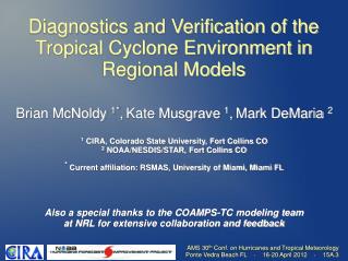 Diagnostics and Verification of the Tropical Cyclone Environment in Regional Models