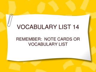 VOCABULARY LIST 14