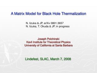 A Matrix Model for Black Hole Thermalization