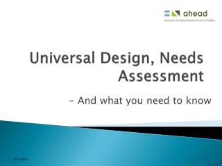 Universal Design, Needs Assessment
