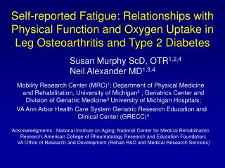 Susan Murphy ScD, OTR 1,2,4 Neil Alexander MD 1,3,4