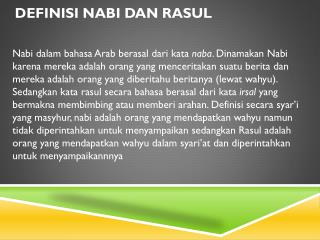 Definisi Nabi dan Rasul