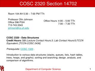 COSC 2320 Section 14702