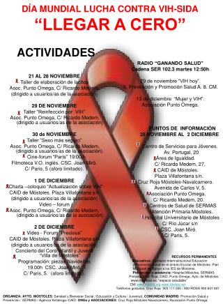 DÍA MUNDIAL LUCHA CONTRA VIH-SIDA “LLEGAR A CERO”