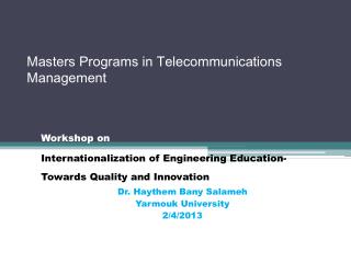 Masters Programs in Telecommunications Management