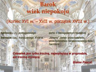 Barok wiek niepokoju