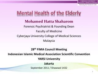 Mohamed Hatta Shaharom Forensic Psychiatrist &amp; Founding Dean Faculty of Medicine