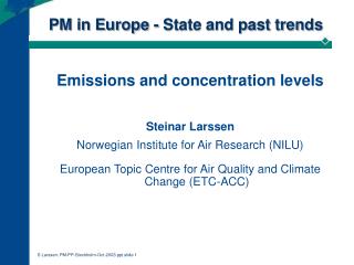 PM in Europe - State and past trends