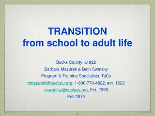 TRANSITION from school to adult life