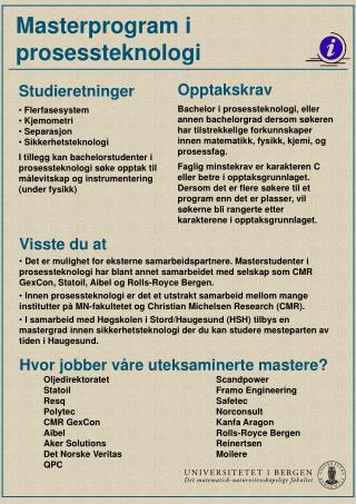 Masterprogram i prosessteknologi