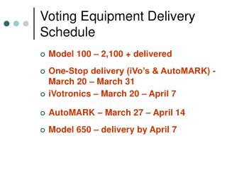 Voting Equipment Delivery Schedule
