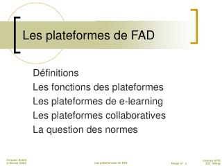 Les plateformes de FAD