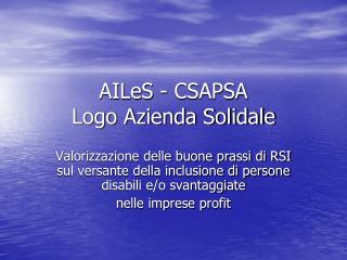 AILeS - CSAPSA Logo Azienda Solidale