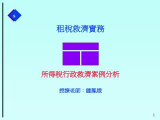 所得稅行政救濟案例分析 授課老師：鍾鳳娥