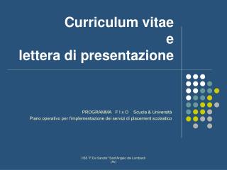 Curriculum vitae e lettera di presentazione