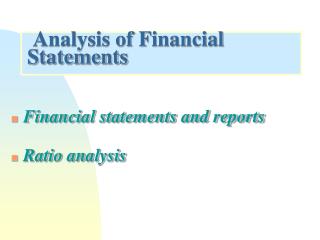 Analysis of Financial Statements