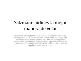 Salzmann airlines la mejor manera de volar