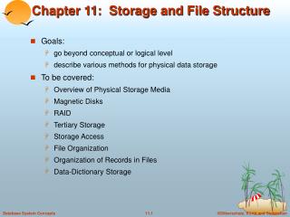 Chapter 11: Storage and File Structure