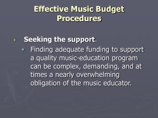 Effective Music Budget Procedures