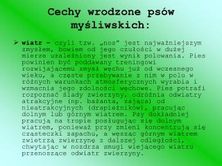 Cechy wrodzone psów myśliwskich: