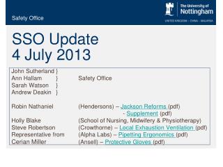 SSO Update 4 July 2013