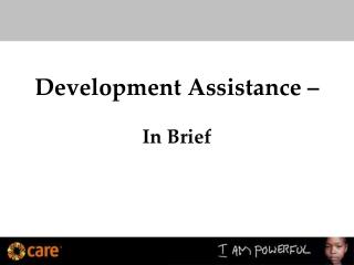 Development Assistance – In Brief