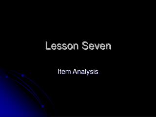 Lesson Seven