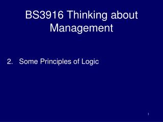 BS3916 Thinking about Management