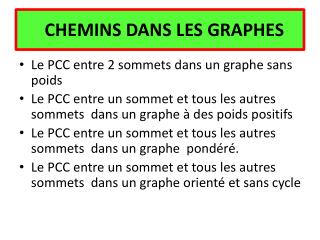 CHEMINS DANS LES GRAPHES