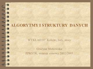 ALGORYTMY I STRUKTURY DANYCH