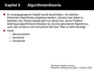 Kapitel 6	Algorithmentheorie