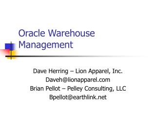 Oracle Warehouse Management