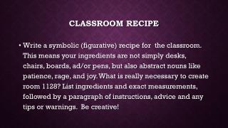 Classroom recipe