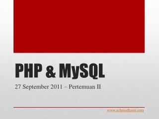 PHP &amp; MySQL