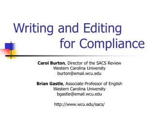 Writing and Editing 			for Compliance