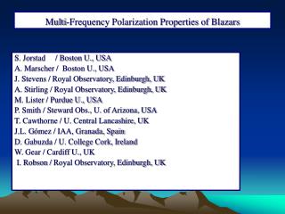 Multi-Frequency Polarization Properties of Blazars