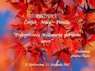 Studentica: Simona Tkalec U Križevcima, 21. listopada 2007.