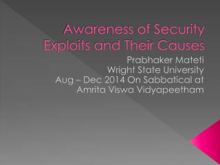 Awareness of Security Exploits and Their Causes