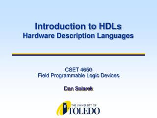 CSET 4650 Field Programmable Logic Devices