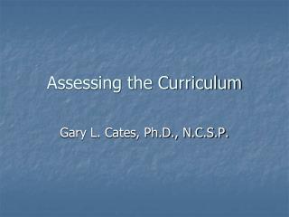 Assessing the Curriculum