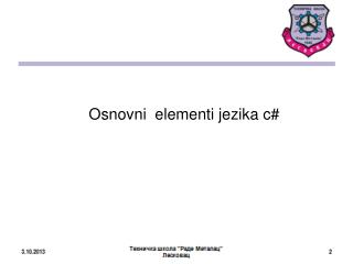 Osnovni elementi jezika c#