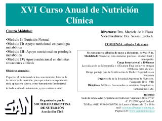 XVI Curso Anual de Nutrición Clínica