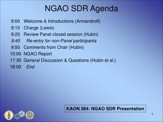 NGAO SDR Agenda