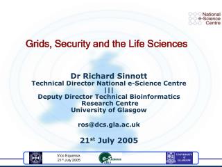 Grids, Security and the Life Sciences