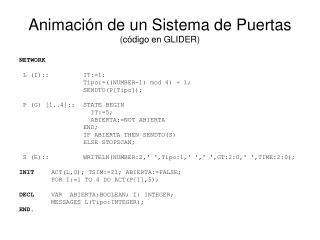 Animación de un Sistema de Puertas (código en GLIDER)